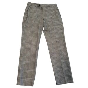Zara Gray Glen Plaid Trousers Womens Sz 31 Dress Pants Academia Classic